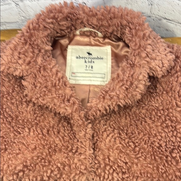 Abercrombie Kids Pink Teddy Jacket Plush Fuzzy Texture - Picture 9 of 9